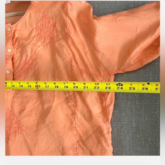 Victoria’s Secret Silk Embroidered Orange Tunic Boho Blouse Size M - Picture 5 of 7